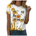 thumbnail image 1 of YDFCWXW Women's Halloween Graphic Short Sleeve T-Shirt - Cute & Spooky Printed Casual Tee for Parties Yellow, M, 1 of 7