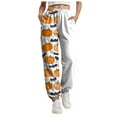 thumbnail image 1 of YDFCWXW Women's Halloween Print Pants, Elastic Waist Joggers with Drawstring, Casual Loose Fit Sweatpants White, 3XL, 1 of 7