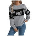 thumbnail image 1 of YDFCWXW Women's Halloween Pumpkin Sweater Cute Crewneck Knitted Long Sleeve Pullover Tops Fall Winter Fashion Clothes Grey, M, 1 of 6