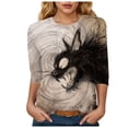 thumbnail image 1 of YDFCWXW Women's Halloween Shirts, 3/4 Sleeve Funny Graphic Crewneck Tunic Tops Casual Halloween Costumes for Adult Khaki, M, 1 of 4