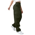 thumbnail image 1 of YDFCWXW Women's High Waisted Cargo Pants Travel Y2K Streetwear Baggy Stretchy Pants with Pockets Fall Outfits Fashion (AG, L), 1 of 7