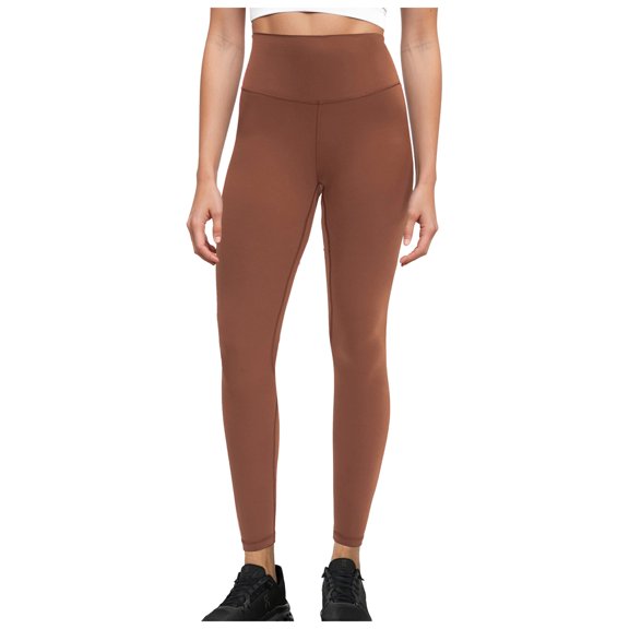 YDFCWXW Women's High Waisted Yoga Leggings Brushed Soft 7/8 Length Active Tights Workout Ankle Pants (Brown, XL)
