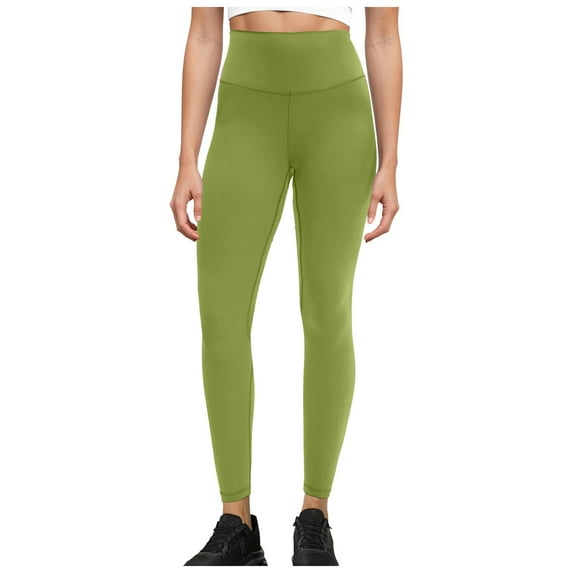 YDFCWXW Women's High Waisted Yoga Leggings Brushed Soft 7/8 Length Active Tights Workout Ankle Pants (Green, S)