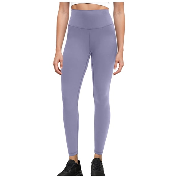 YDFCWXW Women's High Waisted Yoga Leggings Brushed Soft 7/8 Length Active Tights Workout Ankle Pants (Light Purple, XL)