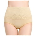 thumbnail image 1 of YDFCWXW Women's Jacquard Cotton Underwear Briefs,High Waist Ladies Panty, Sexy Stretch Breathable Underwear Briefs (Beige, XL), 1 of 7