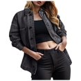 thumbnail image 1 of YDFCWXW Women's Jean Jacket Distressed Denim Jacket Long Sleeve Button Down Jean Jacket For Women Grey, XL, 1 of 9