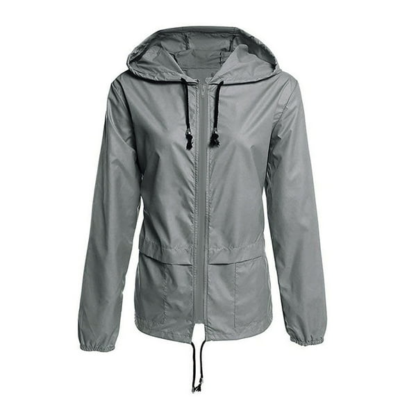 YDFCWXW Women's Lightweight Hooded Raincoat Waterproof Packable Active Outdoor Rain Jacket Grey, S
