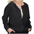 thumbnail image 1 of YDFCWXW Women's Long Sleeve Crew Neck Button Down Knit Cardigan Sweater for Fall Black, XL, 1 of 9