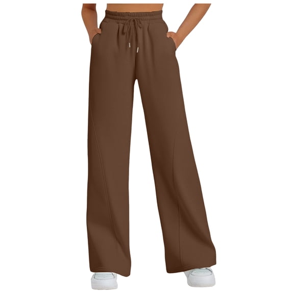 YDFCWXW Women's Low Rise Loose Sweatpants Y2k Elastic Waist Wide Leg Lounge Sweat Pants Brown, XXL