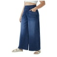 thumbnail image 1 of YDFCWXW Women's Plus Size Wide Leg Jeans Elastic High Waist Stretchy Denim Pants BU4, XXL, 1 of 9