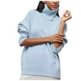 thumbnail image 1 of YDFCWXW Women's Pullover Sweater Tops Oversized Turtleneck Batwing Sleeve Casual Loose Knit 2025 Tunic Fall Outfits Light Blue, L, 1 of 6