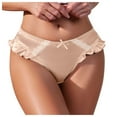 thumbnail image 1 of YDFCWXW Women's Satin Silk Lace Hipster Panties Low Waist Cute Bikini Frilly Lace Trim Underwear (Coffee, XL), 1 of 5