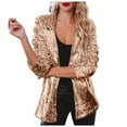 thumbnail image 1 of YDFCWXW Women's Shiny Sequin Open Front Blazer Coat Lapel Long Sleeve Cardigan Jacket 2025 Fall Rose Gold, XXL, 1 of 9
