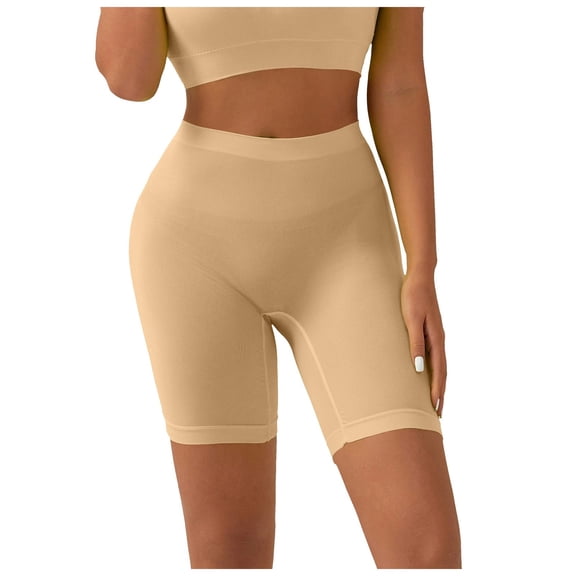 YDFCWXW Women's Slip Shorts, Comfortable Boyshorts Panties, Anti-chafing Spandex Shorts for Under Dress (Beige, M)