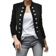 thumbnail image 1 of YDFCWXW Women's Solid Color Stand Up Collar Cardigan Button Decoration Casual Long Sleeve Blazers Jacket Black, S, 1 of 5