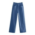 thumbnail image 1 of YDFCWXW Women's Street Style Pants, High Waisted Loose Fit Straight Baggy Denim Trousers (Blue, S), 1 of 3
