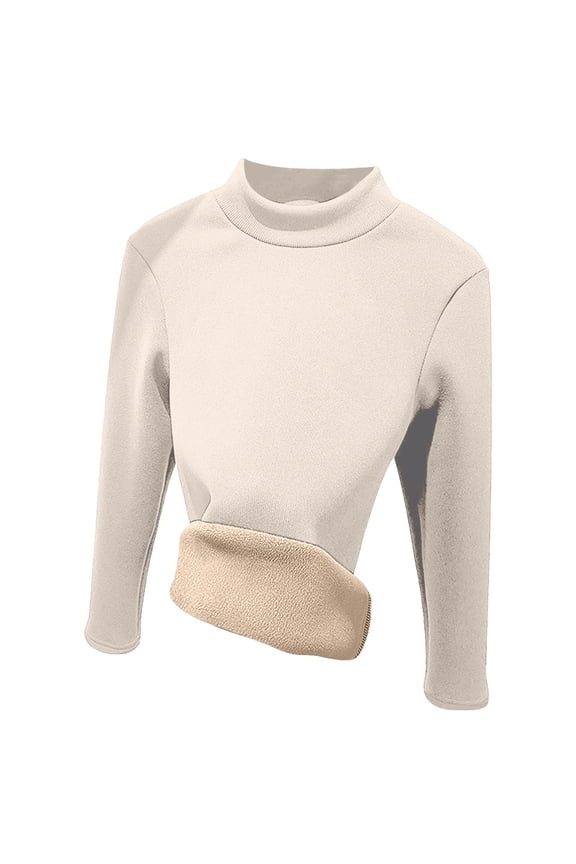 Women's Thermal Turtleneck Shirts,Ultra Soft Fleece Lined Base Layer, Winter Slim Fitted Neck Base Layer (Beige, L)