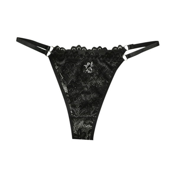 YDFCWXW Women's Thongs T Back Low Waist See Through Panties Seamless Floral Lace Briefs Thongs for Women BK1, M