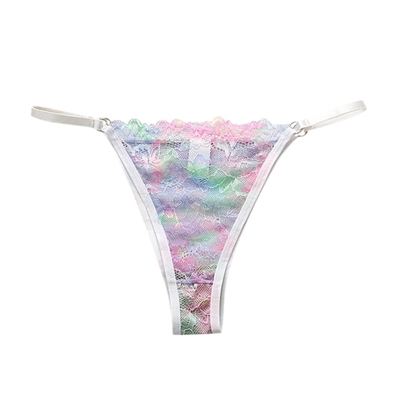 YDFCWXW Women's Thongs T Back Low Waist See Through Panties Seamless Floral Lace Briefs Thongs for Women BU2, L