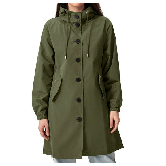 YDFCWXW Women's Trench Jackets Rain Jacket Loose Winter Hooded Oversized Elegant Windbreaker Comfortable Coat Outwear AG, S
