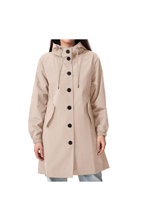 Women's Trench Jackets Rain Jacket Loose Winter Hooded Oversized Elegant Windbreaker Comfortable Coat Outwear Khaki, XXL