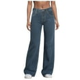 thumbnail image 1 of YDFCWXW Women's Trendy Baggy Jeans Wide Straight Leg High Rise Jeans Denim Pants Y2K Trousers (BU2, M), 1 of 9