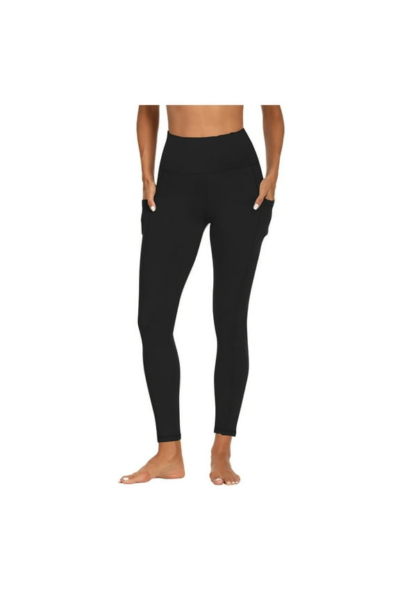 Women's Ultra-Soft Seamless High Waisted Workout Leggings with Pockets, Stretch Yoga Tight Pants (Black, M)