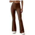 thumbnail image 1 of YDFCWXW Women's V Cross Flare Yoga Pants High Waisted -Lifting Leggings Tummy Control Workout Lounge Pants (Coffee, L), 1 of 7