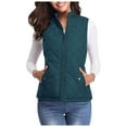 thumbnail image 1 of YDFCWXW Women's Vest, Quilted Lightweight Zip Pockets Padded Gilet Dark Blue, S, 1 of 5