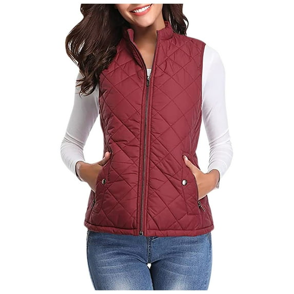 YDFCWXW Women's Vest, Quilted Lightweight Zip Pockets Padded Gilet , XXL