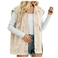 thumbnail image 1 of YDFCWXW Women's Vintage Denim Jean Vest Oversized Button Down Jean Waistcoat Gilet Khaki, L, 1 of 7