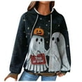 thumbnail image 1 of YDFCWXW Women's Waffle Knit Halloween Pullover Hoodie - Cozy Oversized Graphic Print Sweatshirt with Drawstring for Fall Fashion White, S, 1 of 4
