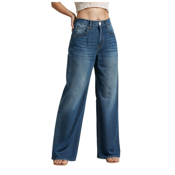 YDFCWXW Women's Wide Leg Jeans Casual High Waisted Stretch Baggy Loose Denim Pants 2025 BU1, XL