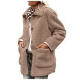 thumbnail image 1 of YDFCWXW Women's Winter Fur Coats Long Sleeve Lapel Button Down Pockets Fleece Sherpa Jacket Casual Trendy Outerwear Khaki, XXL, 1 of 8