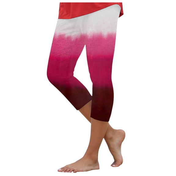 YDFCWXW Women's Yoga Capris Pants High Waist Tummy Control Stretchy Soft Capri Leggings for Athletic Workout Hot Pink, XL