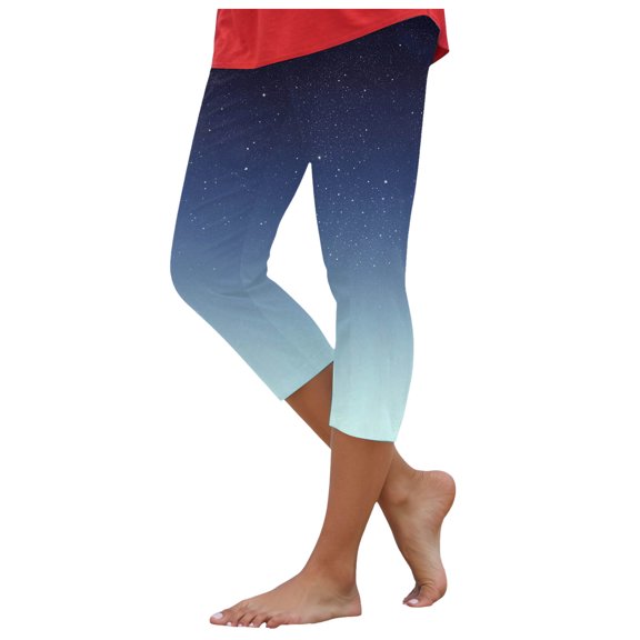 YDFCWXW Women's Yoga Capris Pants High Waist Tummy Control Stretchy Soft Capri Leggings for Athletic Workout Navy, L