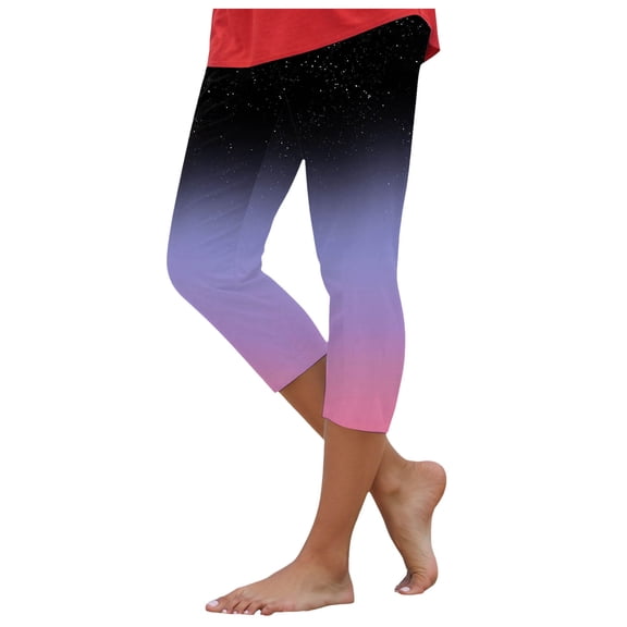 YDFCWXW Women's Yoga Capris Pants High Waist Tummy Control Stretchy Soft Capri Leggings for Athletic Workout Purple, S