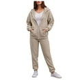thumbnail image 1 of YDFCWXW Womens 2 Piece Outfits Lounge Zip Hoodie Sweatsuit Sets Oversized Sweatshirt Baggy Fall Fashion Sweatpants with Pockets Beige, M, 1 of 4