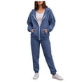thumbnail image 1 of YDFCWXW Womens 2 Piece Outfits Lounge Zip Hoodie Sweatsuit Sets Oversized Sweatshirt Baggy Fall Fashion Sweatpants with Pockets Navy, M, 1 of 4