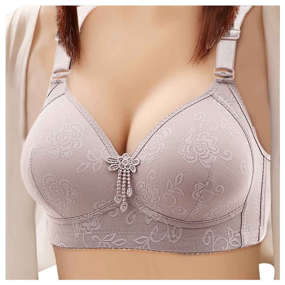 YDFCWXW Womens Bra Sagging Breasts Push Up Wire Free Support Bras Light Purple, 46