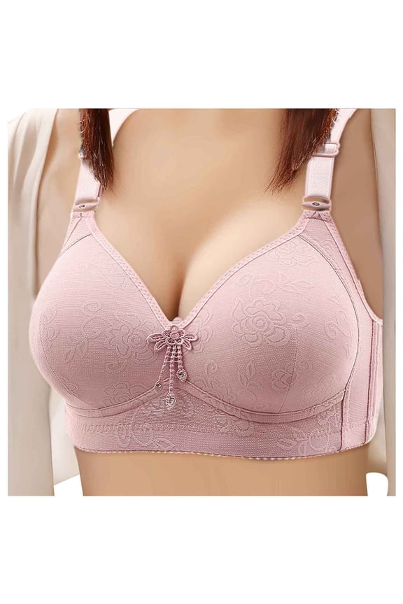 Womens Bra Sagging Breasts Push Up Wire Free Support Bras Pink, 38