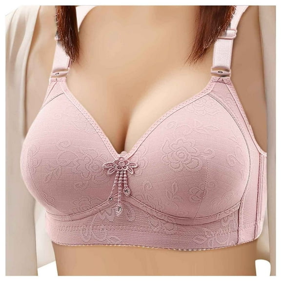 YDFCWXW Womens Bra Sagging Breasts Push Up Wire Free Support Bras Pink, 44