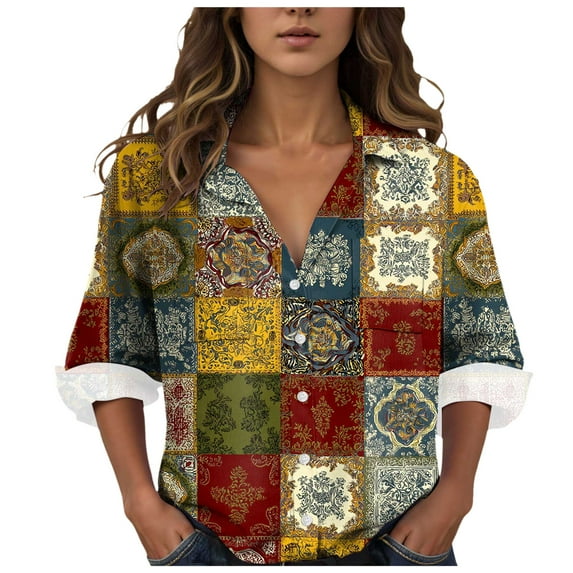 YDFCWXW Womens Button Down Shirts Dressy Casual Business Work Tops 2025 Fall Fashion Casual Shirts Blouses (Bronze, S)