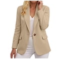 thumbnail image 1 of YDFCWXW Womens Casual Blazer Jacket Long Sleeve Open Front Work Office Blazer Lapel Button Jacket Beige, L, 1 of 6