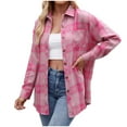 thumbnail image 1 of YDFCWXW Womens Casual Oversized Flannel Plaid Button Down Long Sleeve Shirts Fashion Blouse Tops with Pocket Hot Pink, XXL, 1 of 5