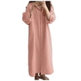 thumbnail image 1 of YDFCWXW Womens Chic Button Down Rolled-Up Sleeve Long Cotton Blouse Maxi Dress Pink, M, 1 of 6