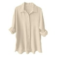 thumbnail image 1 of YDFCWXW Womens Cotton Linen Button Down Shirts Long Sleeve Oversized Blouses Work Tops Beige, S, 1 of 5