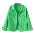thumbnail image 1 of YDFCWXW Womens Denim Jackets Distressed Ripped Long Sleeve Jean Jacket Coats for Fall and Winter Green, 3XL, 1 of 5