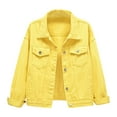 thumbnail image 1 of YDFCWXW Womens Denim Jackets Distressed Ripped Long Sleeve Jean Jacket Coats for Fall and Winter Yellow, L, 1 of 8