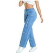 thumbnail image 1 of YDFCWXW Womens Denim Pants Women Baggy Wide Leg High Waist Casual Pants Jean Stretch Pants (Light Blue, S), 1 of 7
